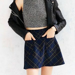 Urban Outfitters Navy Plaid A Line Skirt size 4